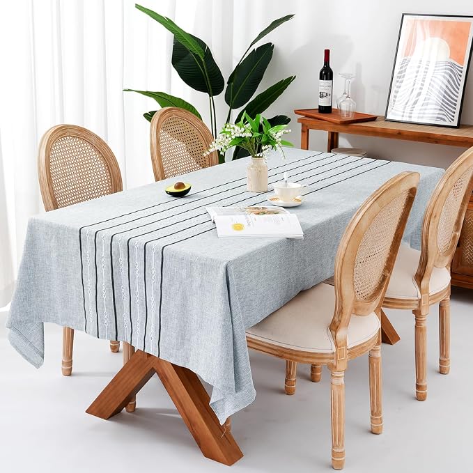 Chassic 60 x 104 inches Farmhouse Style Linen Tablecloths, Boho 6 Foot Wrinkle - Image 2
