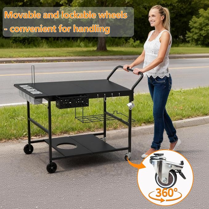 Pizza Oven Table with Topping Station, Outdoor Pizza Oven Cart, Grill Cart Table - Image 8