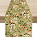 Mushroom Table Runner, Rustic Farmhouse Forest Plants Botanical Country Green by Unknown