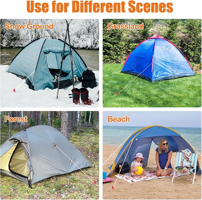 Eurmax USA Hiking Camping Tent Stakes and Hammer Set Lightweight Multi-Function - Image 6