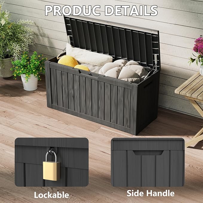 80 Gallon Outdoor Storage Box Waterproof, Resin Deck Boxes - Image 3