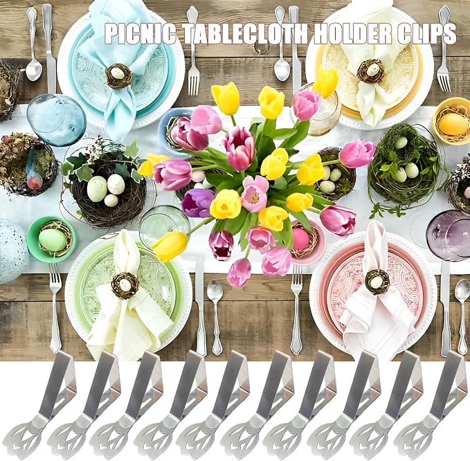 CUNGLIN Tablecloth Clips for Outdoor Tables, Tulip Shape Picnic Table Cloth - Image 6