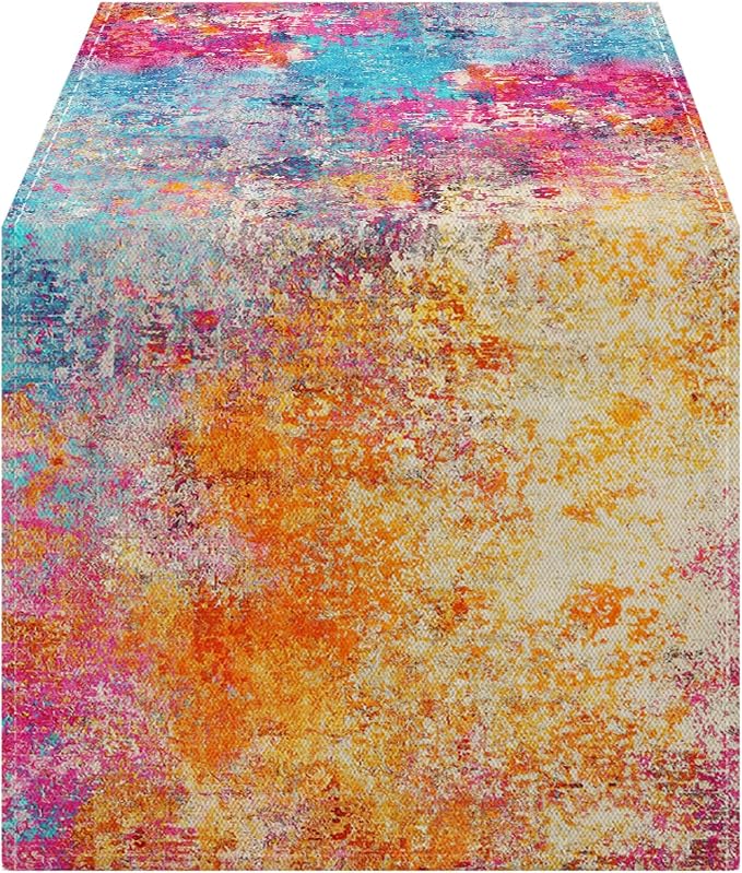 OYIMUA Modern Abstract Colorful Table Runner 13 x 72 Inches Summer Runners - Image 4