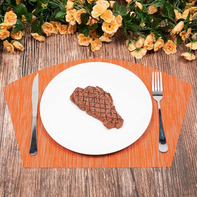SHACOS Small Round Table Placemats Set of 4 Wedge Placemats Heat Resistant - Image 6