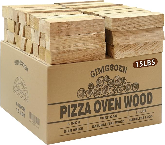 Pizza Oven & Cooking Wood – Mini Kiln-Dried Oak, 6-Inch Logs, 15lb Box – by Gimgsoen