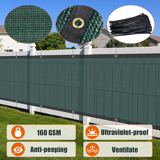 AYOHA 4' x 50' Privacy Fence Screen Fabric Mesh Shade Net Cover, Heavy Duty 160 - Image 2