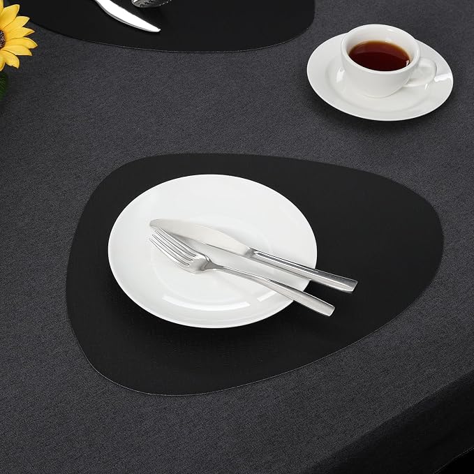 Placemats and Coasters, Washable Reversible Placemats Round Faux Leather - Image 8