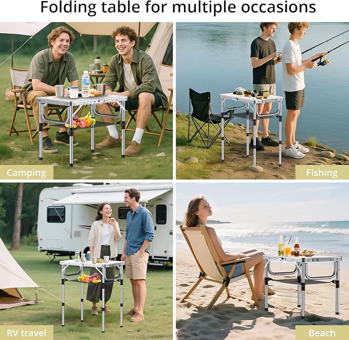 Anbte Folding Camping Table, Aluminum 24" x 16" Adjustable Height Small Folding - Image 6