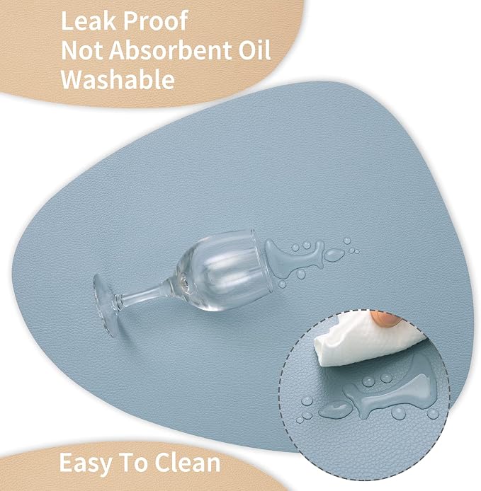 Myir JUN Placemats, Dual-Sided Placemats Waterproof Faux Leather Placemats Set - Image 3