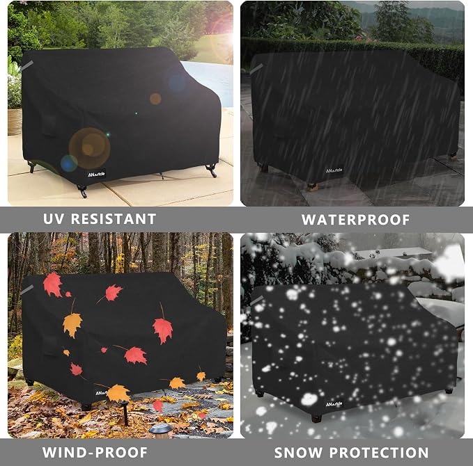 3-Seater Patio Sofa Cover, 79W x 37D x 35H Inches Outdoor Couch Cover, 100% - Image 8