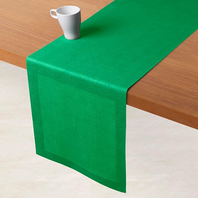 D'Moksha Homes Linen Kelly Green Table Runner 144 Inches Long - Image 2