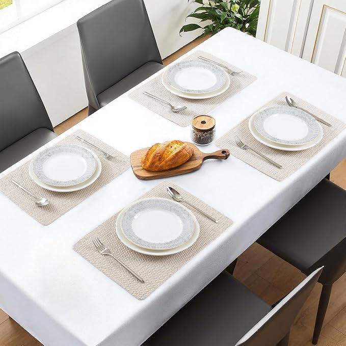 POLYTE Indoor/Outdoor Washable Woven Vinyl Table Dining Placemats - Image 6