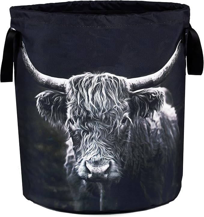 Highland Cow Laundry Basket Animal Foldable Oxford Cloth Funny Tote Bag Laundry by NUTAINLA