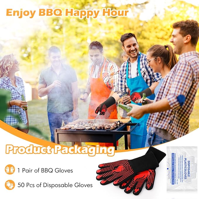 BBQ Gloves, 1472°F Heat Resistant Gloves Fireproof Mitts, Grilling Gloves - Image 7