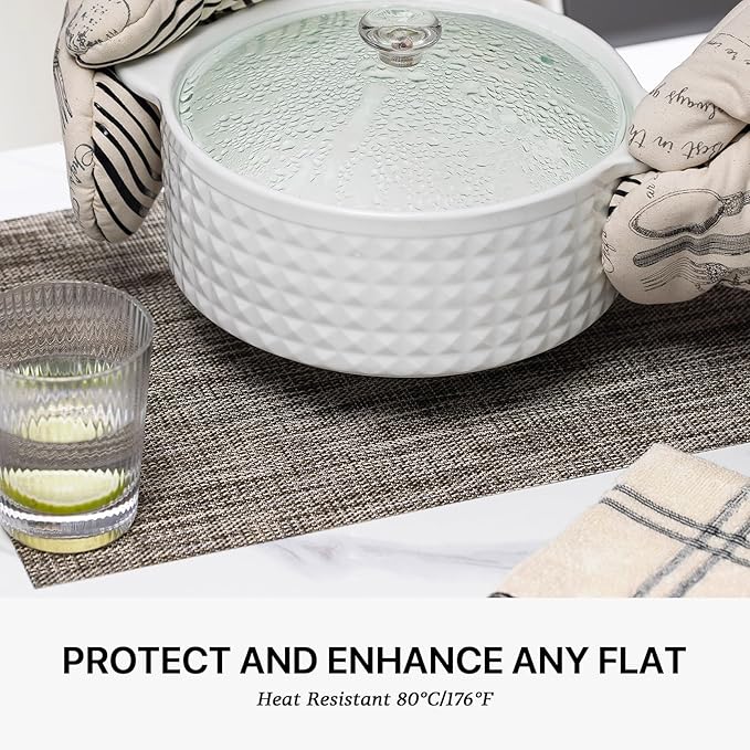 LEXMORE Placemats Set of 6 Vinyl/Plastic Woven Place Mats - Image 5