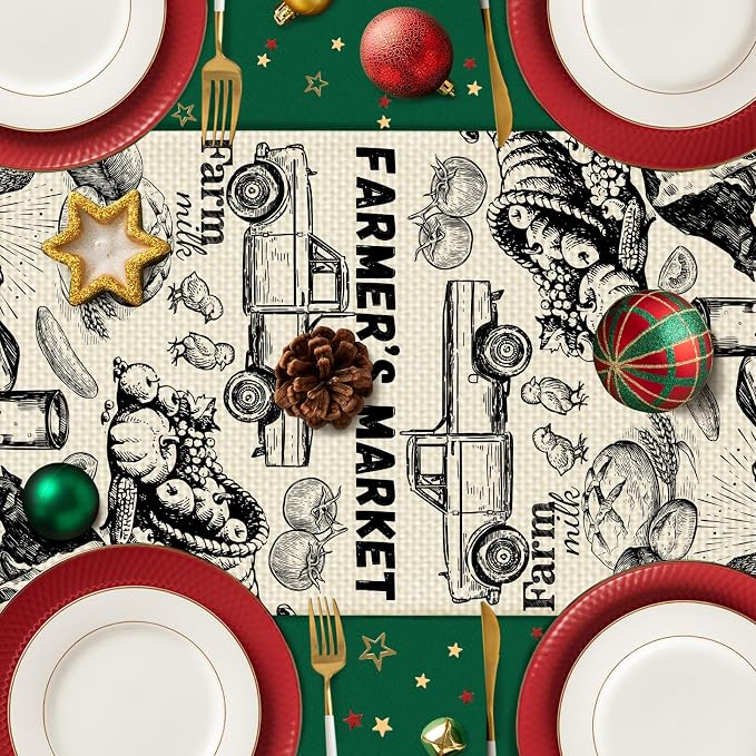 Farm Burlap Table Runner Seasonal Spring Fall Kitchen Dining Linen Table - Image 5