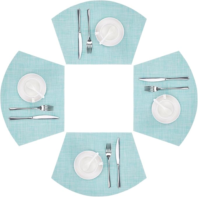 SHACOS Wedge Placemats Set of 4 Woven Vinyl Round Table Placemats Wipe Clean by SHACOS