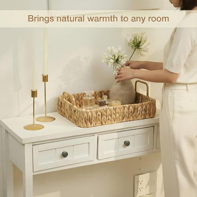 Set of 2 Rectangular Wicker Trays - Image 3