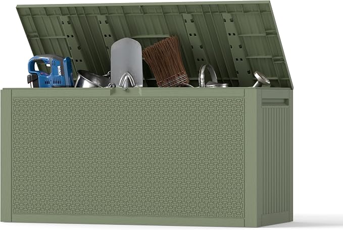 ZYJOYY Outdoor Storage Box, 90 Gallon Deck Box, Waterproof Resin Storage Bin by ZYJOYY