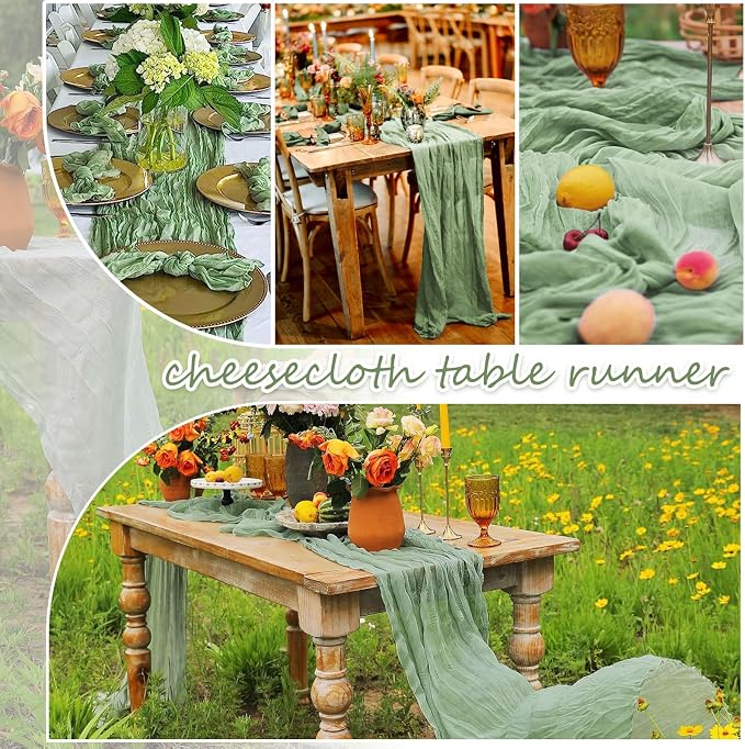 20 Packs Cheesecloth Table Runner 10FT Long Boho Gauze Fabric Table Runner - Image 4