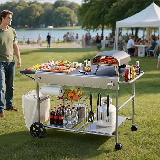 VEVOR Outdoor Grill Cart, 36.4 x 23.4 x 1 inch Tabletop Size Grilling Table - Image 8
