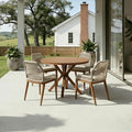 PURPLE LEAF 5 Pieces Round Dining Set Patio Aluminum Modern Round Table and by PURPLELEAF