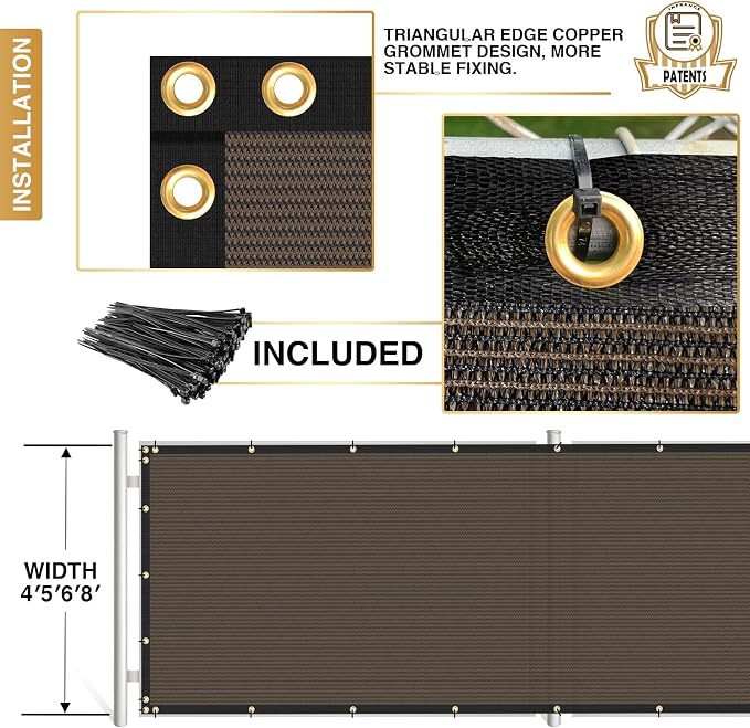Privacy Fence Screen 8' x 50' Heavy Duty Mesh Windscreen Cloth Brown - Image 6
