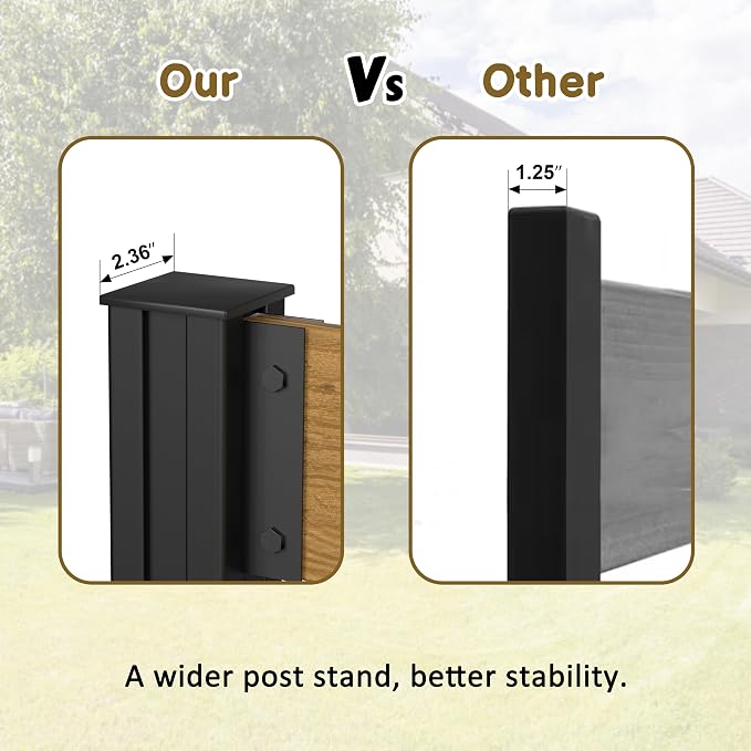 MUPATER 49'' H×78'' W Outdoor Fence Privacy Screen, No Dig Wooden Privacy Screen - Image 6
