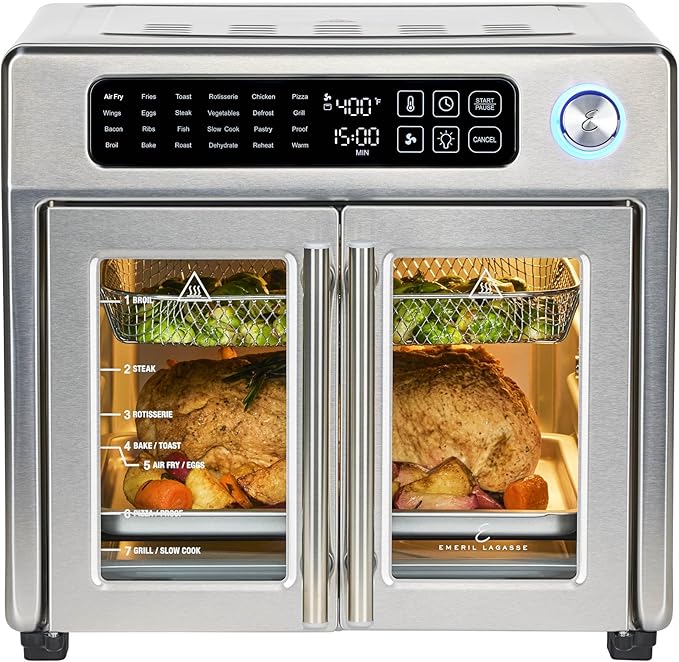 Emeril Lagasse Extra Large French Door Air Fryer Toaster Oven Combo, 24 Cooking by EmerilLagasse