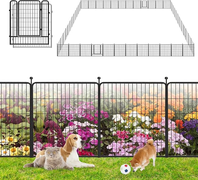 Garden Fence with Gate Metal Fencing Outdoor by Jhsomdr