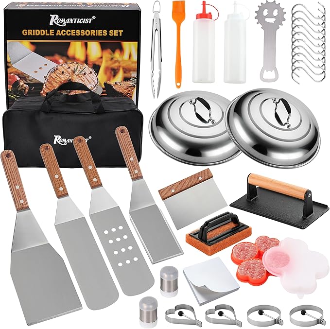 Barbecue Tool Set, 132-Piece Stainless Steel Griddle Kit with Carrying Bag