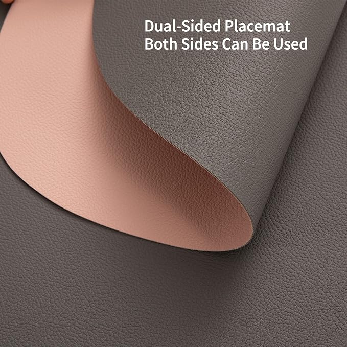 Myir JUN Placemats, Dual-Sided Placemats Waterproof Faux Leather Placemats Set - Image 4