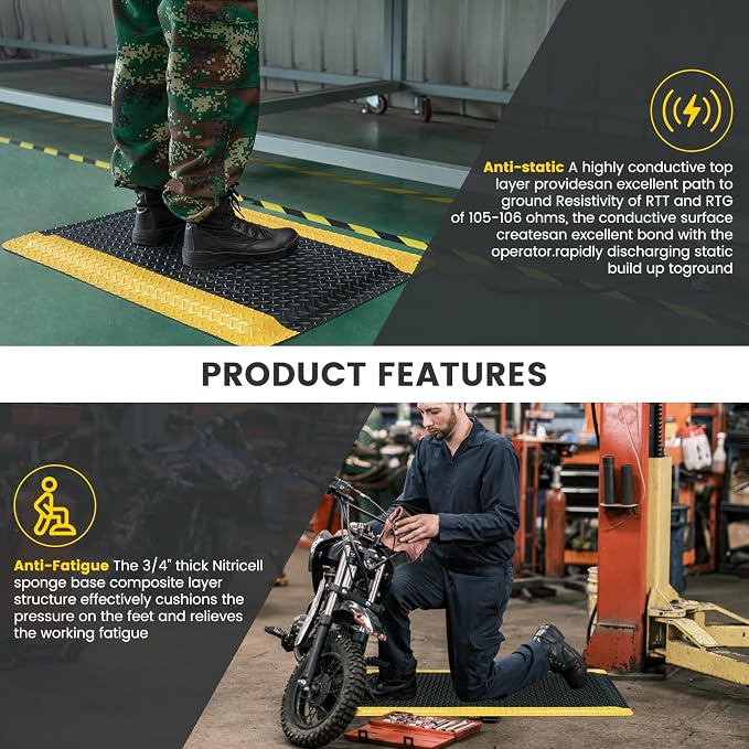 3' x 12' ESD Anti-Fatigue Conductive Mat, Durable Heavy Duty Diamond Plate - Image 7