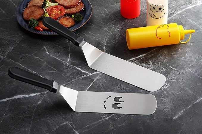 Barbecue Tool Set, 3-Piece Stainless Steel Turners and Dough Scraper
