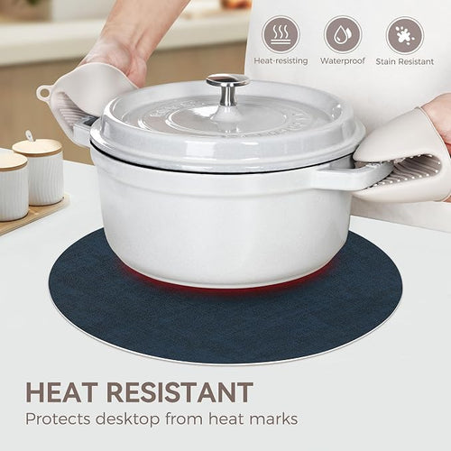 13" Round Placemats Set of 4, NCUE Dual-Sided Faux Leather Heat Resistant Table - Image 2