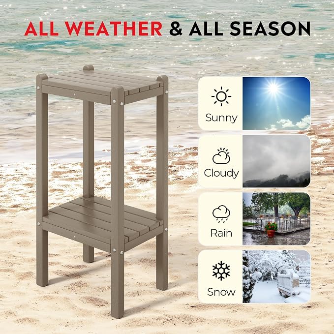 Costaelm Outdoor Side Table, 2-Tier Small Patio Coffee Tables - Image 6