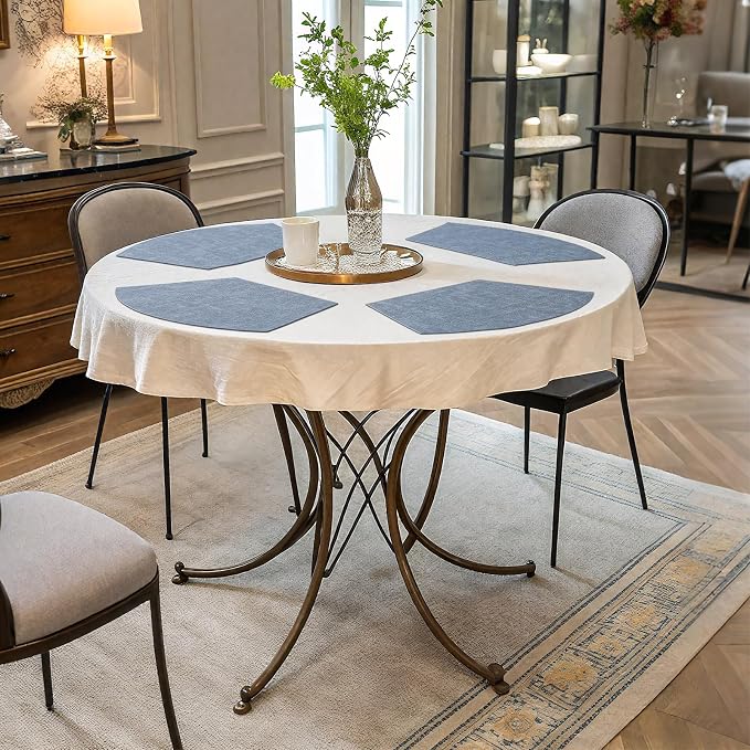 Homaxy Round Table Placemats Set of 6, Washable Wedge Shaped Faux Leather Table - Image 6