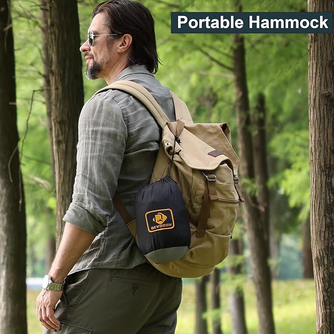 Hammock with Mesh Bug Net, Parachute Nylon, Black and Grey