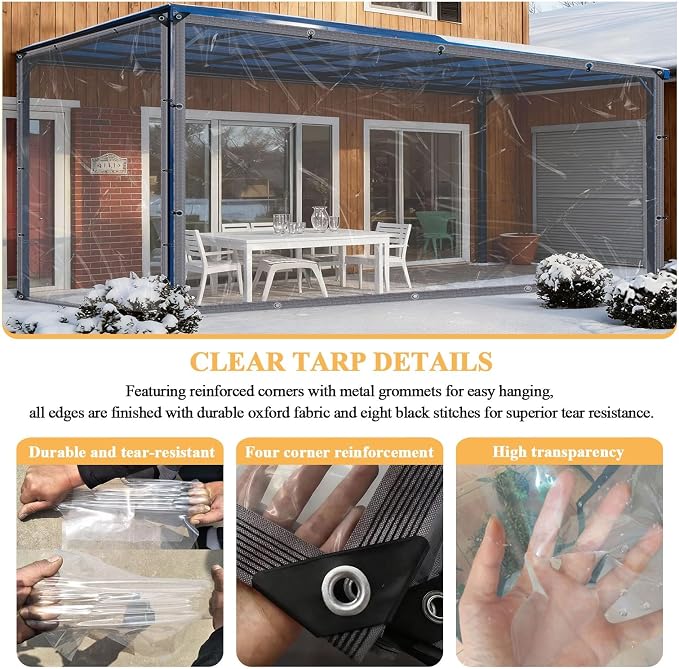3x8 FT Clear Vinyl Patio Enclosure Panels - Image 4