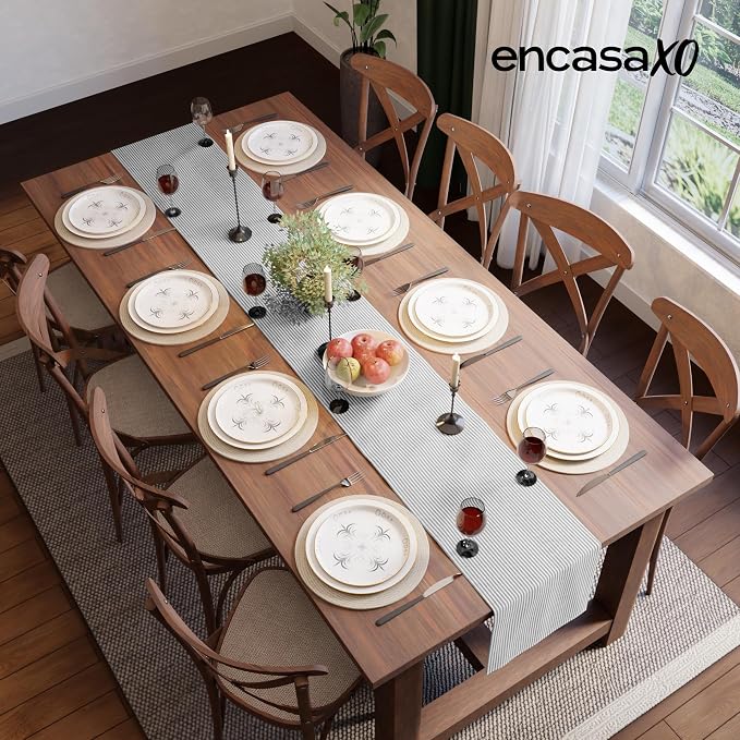 Encasa XO Cotton Dining Table Runner | Ticking Black | Size 13x94 in - Image 4