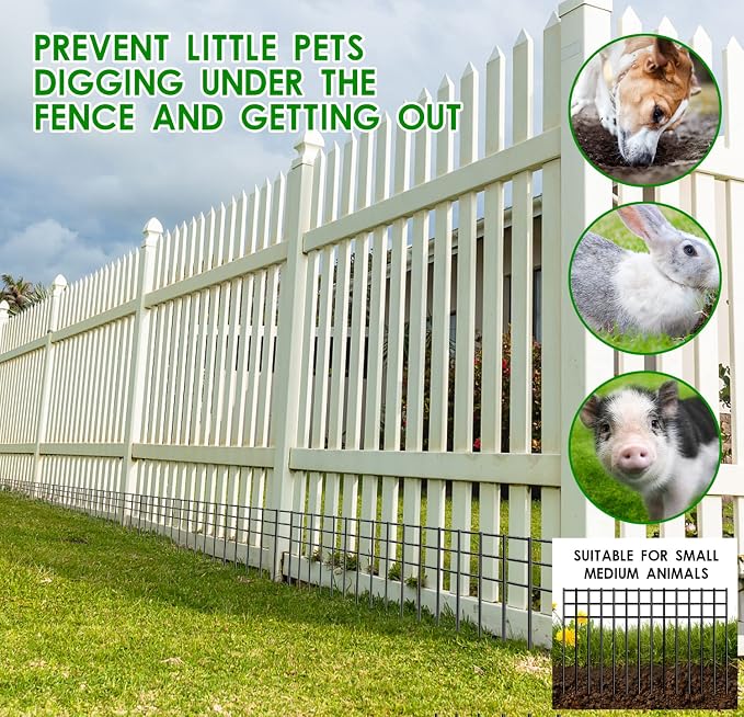24x15-inch No Dig Animal Barrier Fence, 10 Pack Black Dig Protective Fence - Image 3