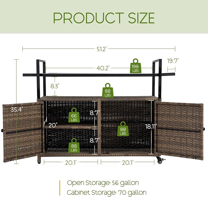 Wicker Outdoor Bar Cart - Image 2