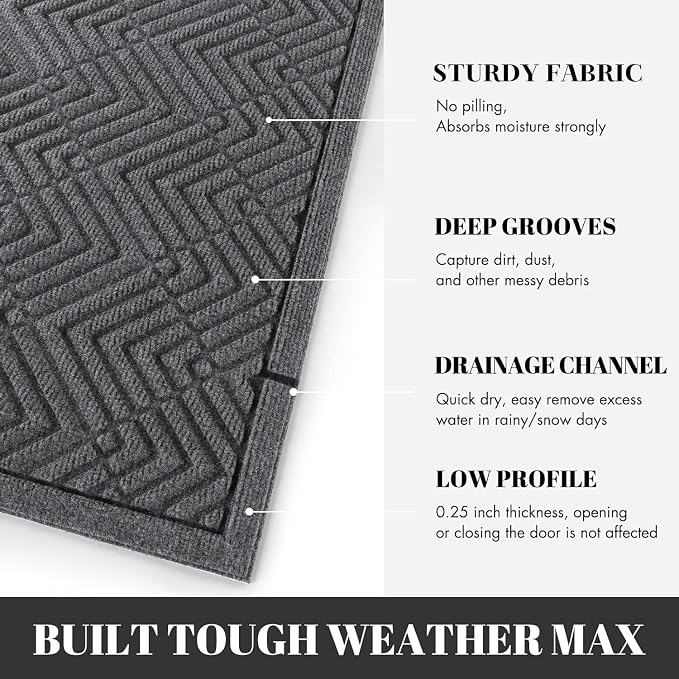 Yimobra Door Mats Outdoor 29.5x17, All-Season Waterproof Outdoor Mats - Image 3