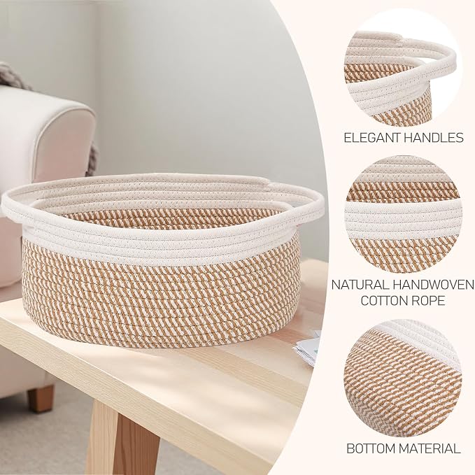 Woven Basket, Small Rope Storage Bin - Image 3