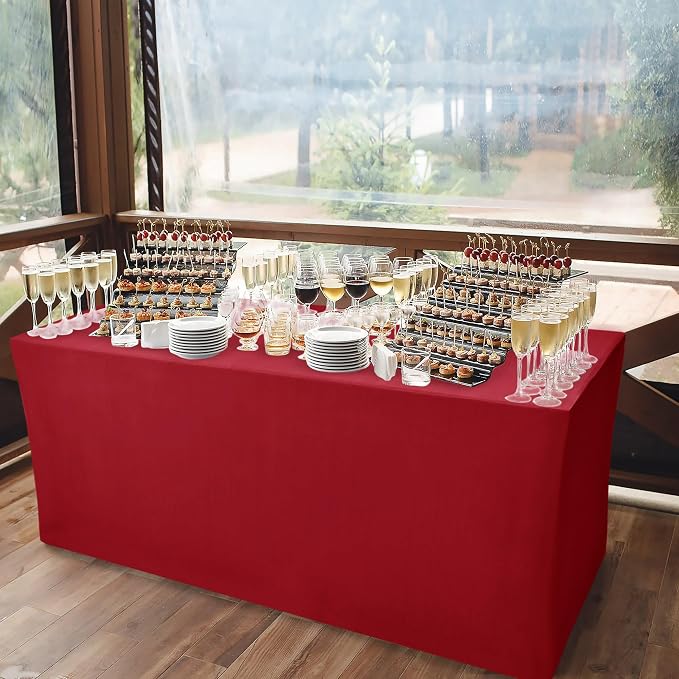 Nasitos Fitted Red Tablecloths for 6 Foot Tables - Image 2