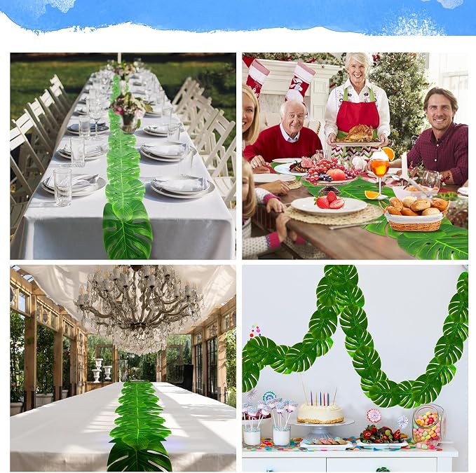 12 Pcs Palm Leaves Table Runners 72 Inch, Artificial Tropical Palm Leaves Table - Image 6