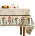 ISAENNE Designer Vintage Linen Floral Extra Long Tablecloth Rectangle, Fall by Isaennehomedecoration