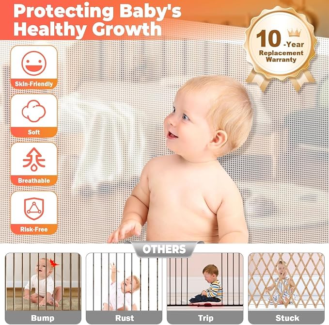 120" Extra Wide Retractable Baby Gates Dog Gate, Long Mesh Gate Pet Gate - Image 4