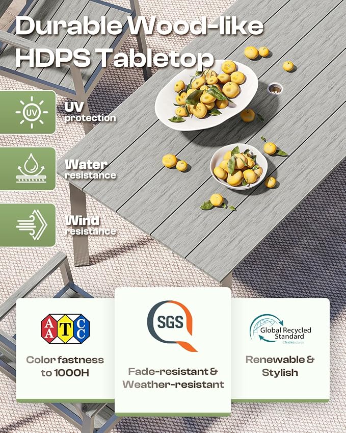 Outdoor Dining Set for 6, Patio Table and Chairs Set - Image 3