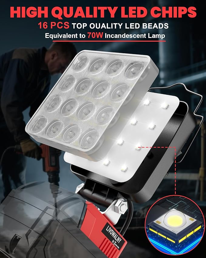 LIVOWALNY Portable LED Work Light Compatible - Image 3